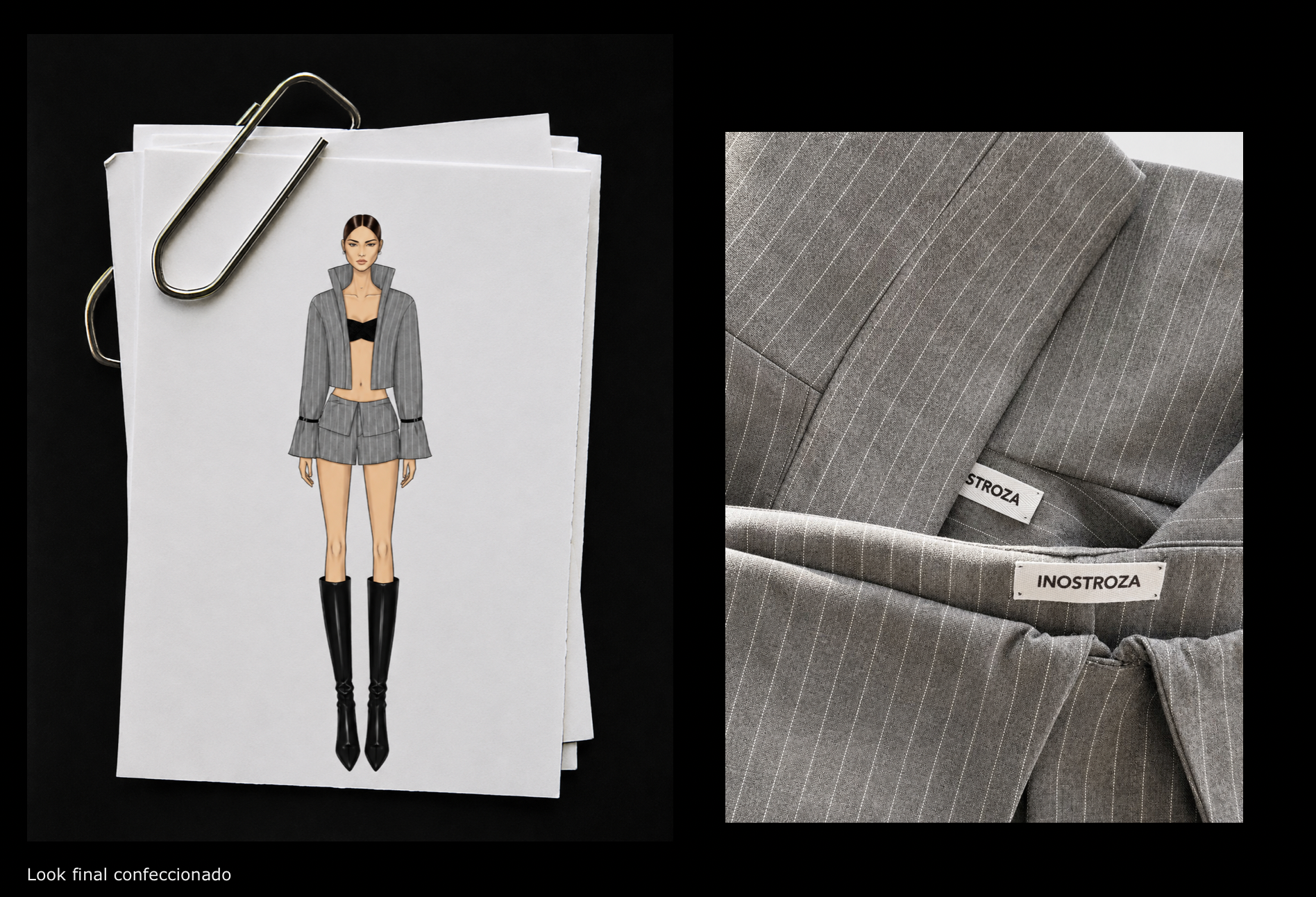 Figurín del look final Inostroza Studio